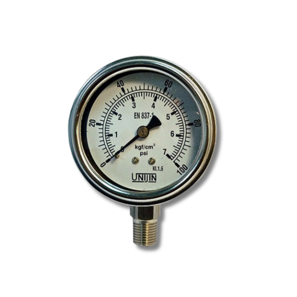 Pressure Gauge UNIJIN P254 เกจวัดแรงดันสแตนเลสแบบ Glycerin Filled สำหรับงานอุตสาหกรรม