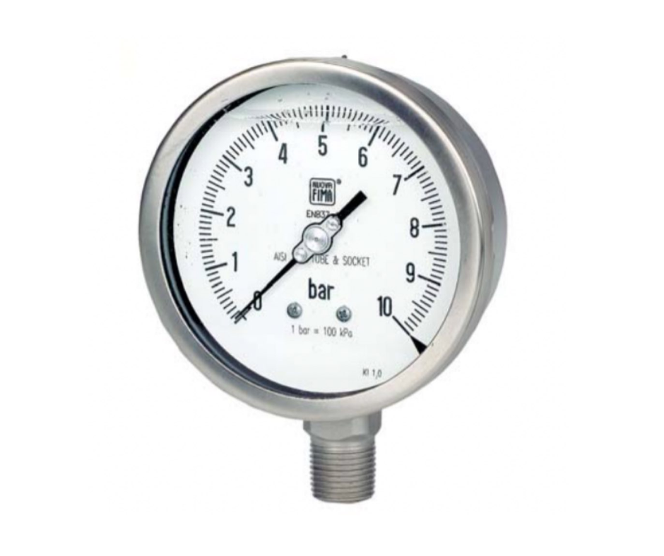 Pressure Gauge Nuova Fima MGS18-100 เกจวัดแรงดันสแตนเลส 100 มม. สำหรับงานอุตสาหกรรม